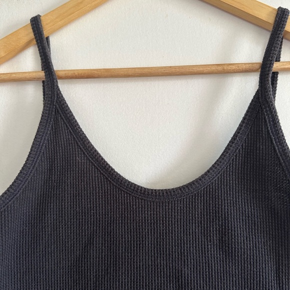 Anthropologie Saturday Sunday Waffle Knit Cropped Gray Tank Top size Small EUC - Picture 3 of 7